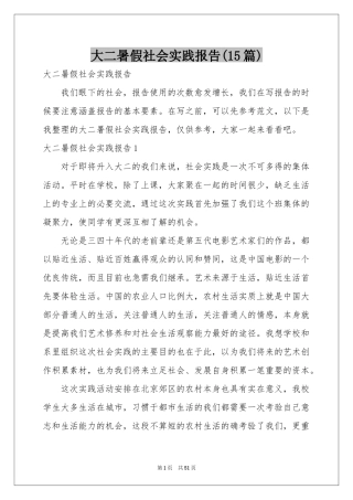 大二暑假社会实践报告(15篇)