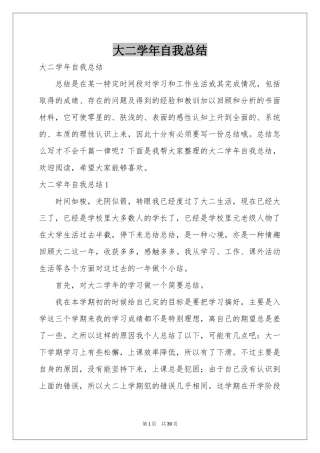大二学年自我参考总结