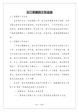 大二学期的工作参考总结