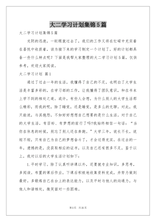 大二学习参考计划集锦5篇