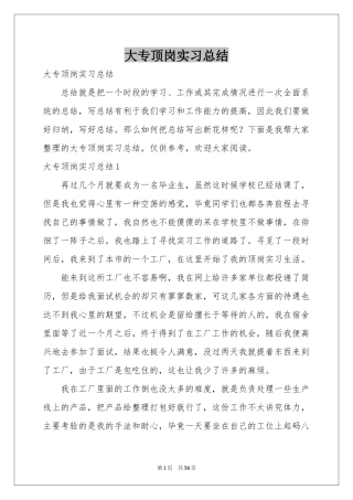 大专顶岗实习参考总结