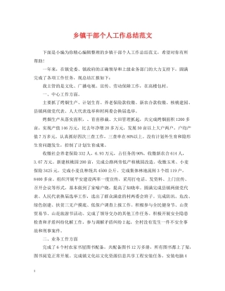 乡镇干部个人工作总结范文