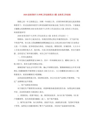 业务员的个人年终工作总结范文5篇业务员工作总结