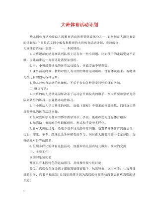 大班体育活动计划 