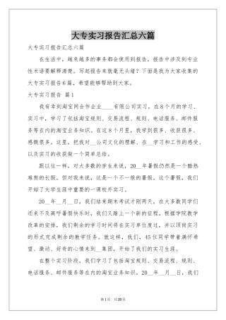 大专实习报告汇总六篇