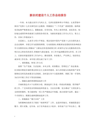 新农村建设个人工作总结报告