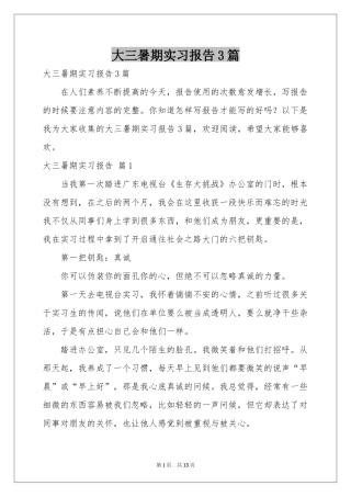 大三暑期实习报告3篇