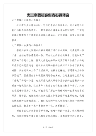 大三寒假社会实践体会心得