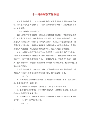 十一月份财政工作总结