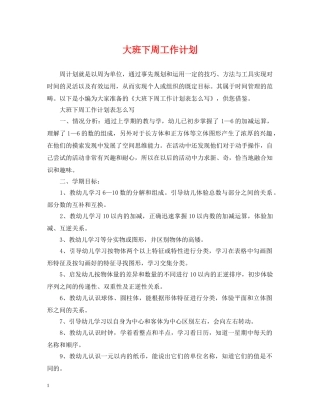 大班下周工作计划 