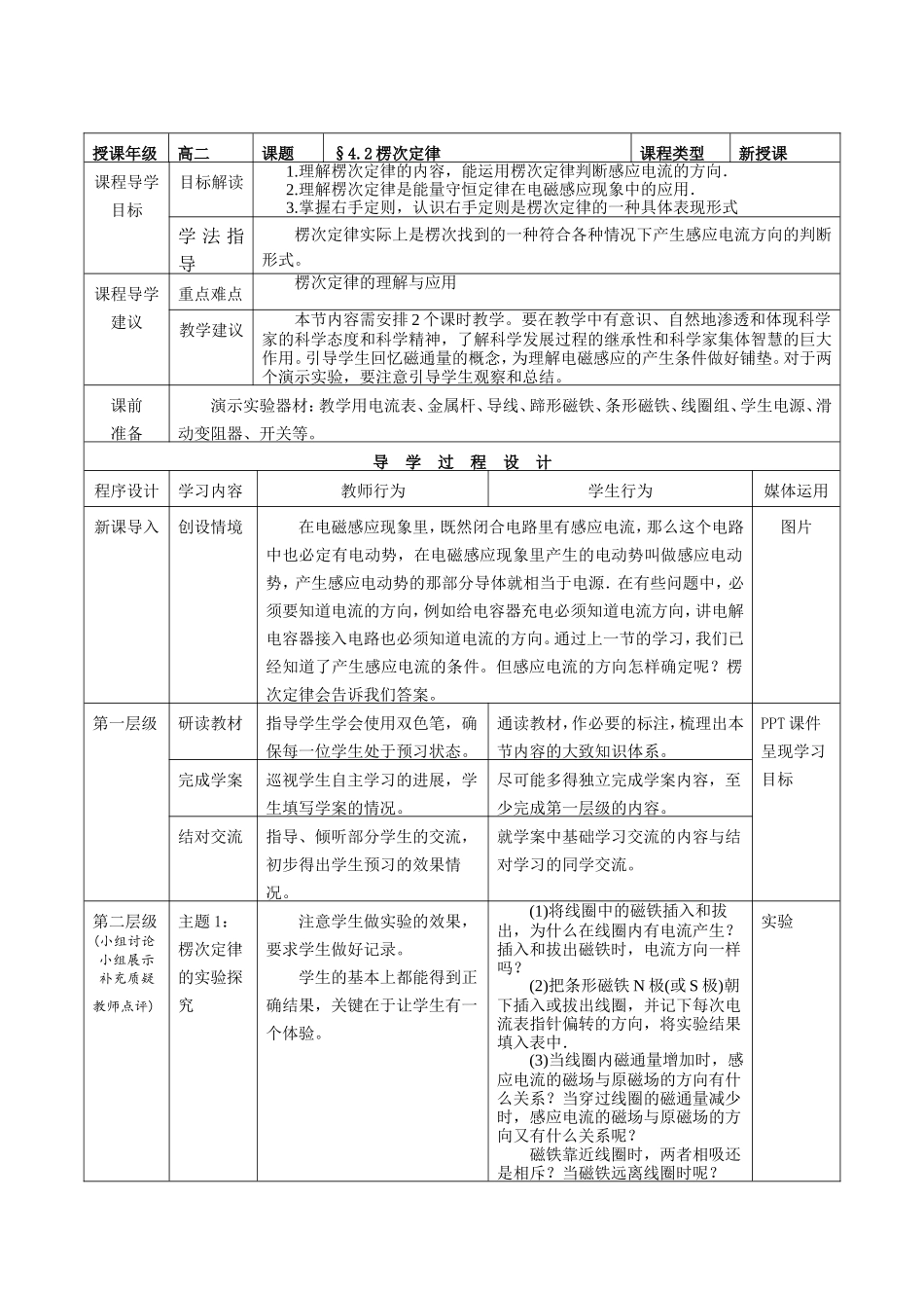 《楞次定律》教师教学实施方案_第2页