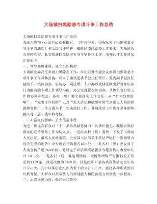 大场镇扫黑除恶专项斗争工作总结 