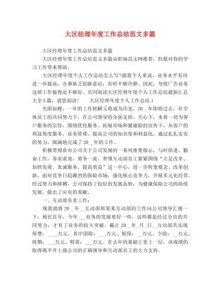 大区经理年度工作总结范文多篇 