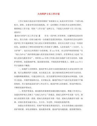 大内科护士长工作计划 