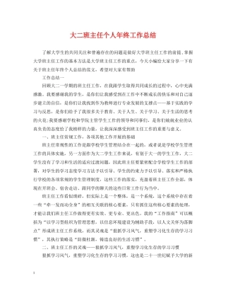 大二班主任个人年终工作总结 