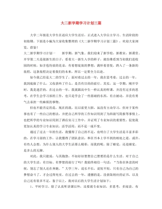 大二新学期学习计划三篇 
