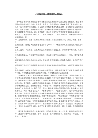 小学数学核心素养培育心得体会