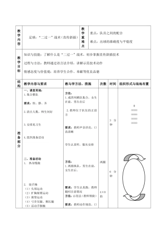 足球“二过一”战术（直传斜插）