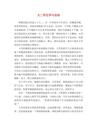 大二学生学习总结 