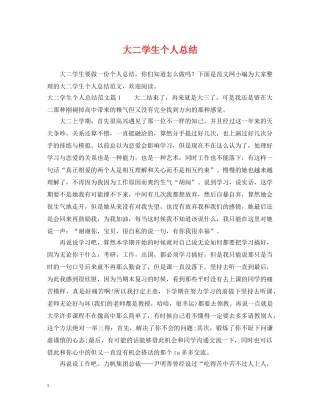 大二学生个人总结 