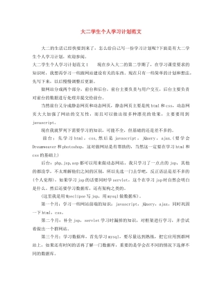 大二学生个人学习计划范文 