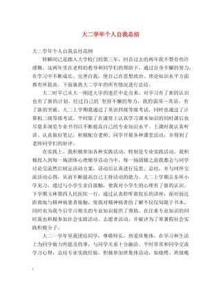 大二学年个人自我总结 