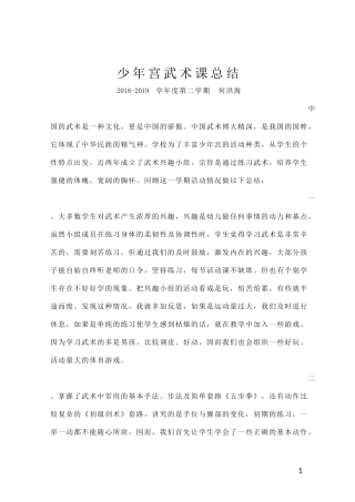 2018-19第二学期武术训练总结