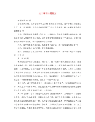 大二学习计划范文 