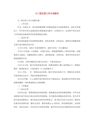大二团支部工作计划报告 