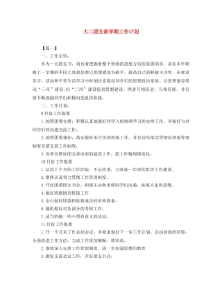 大二团支部学期工作计划 