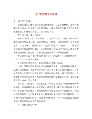 大二团支部工作计划 