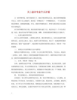 大二会计专业个人计划 