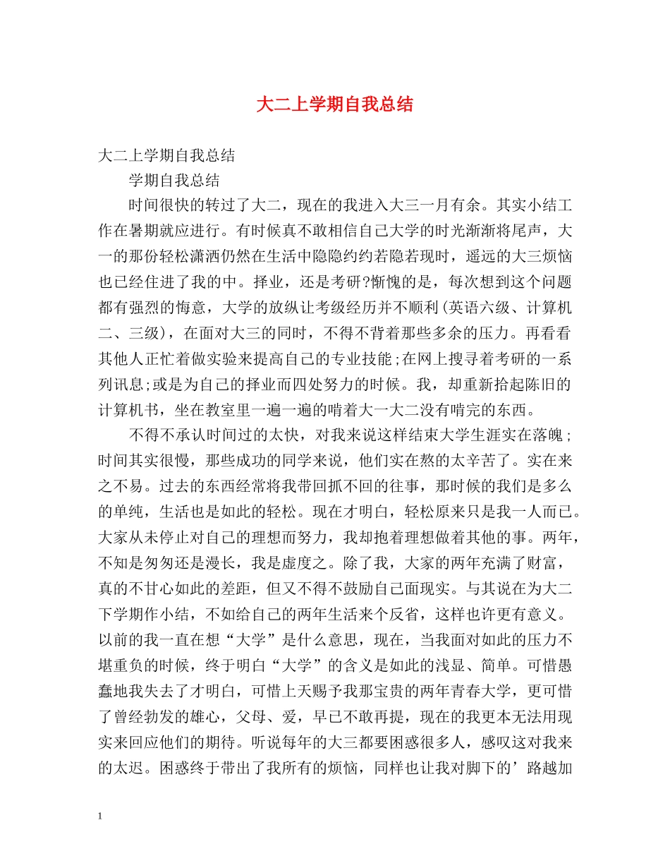 大二上学期自我总结2 _第1页