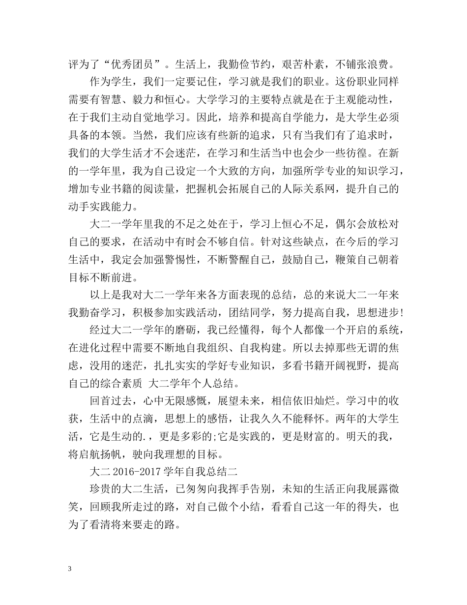 大二-学年自我总结 _第3页