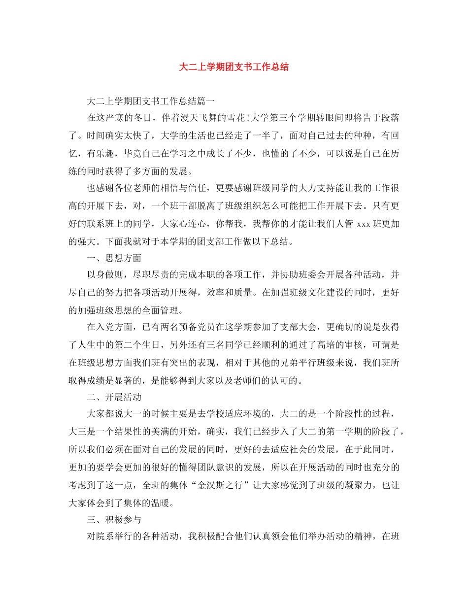 大二上学期团支书工作总结 _第1页