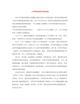 小学学校圣诞节活动总结