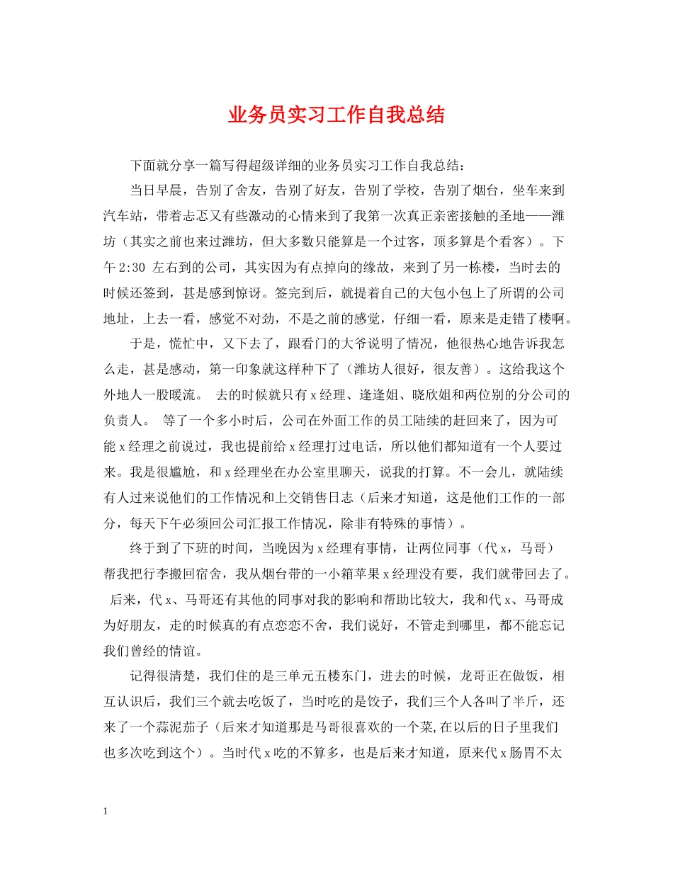 业务员实习工作自我总结_第1页