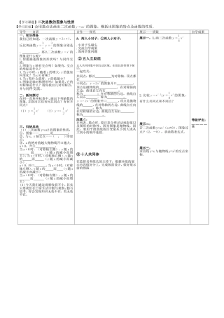 湘教版数学九年级下册导学案：12《二次函数的图象与性质》（无答案）