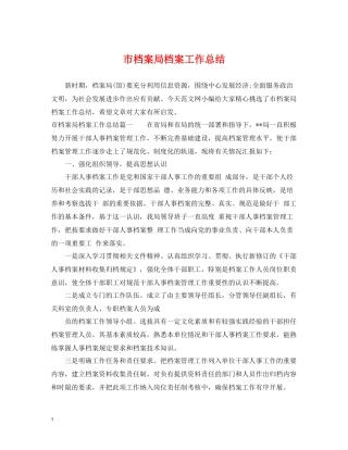 市档案局档案工作总结