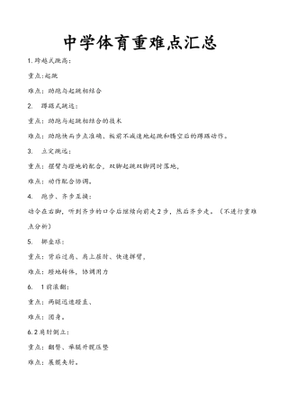 中学体育重难点汇总