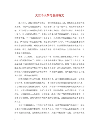 大三个人学习总结范文 