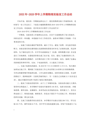 2020学年上学期物理实验室工作总结2