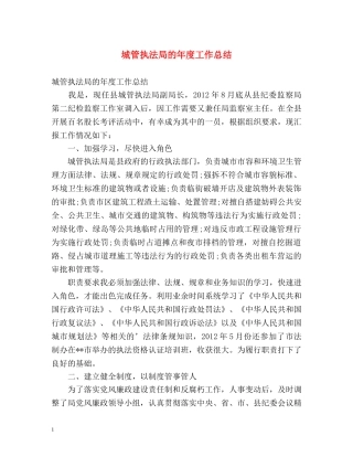 城管执法局的年度工作总结 