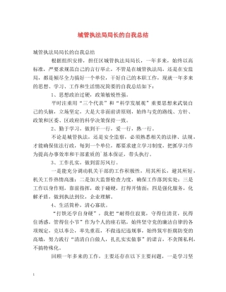 城管执法局局长的自我总结 