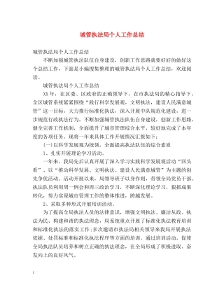 城管执法局个人工作总结 