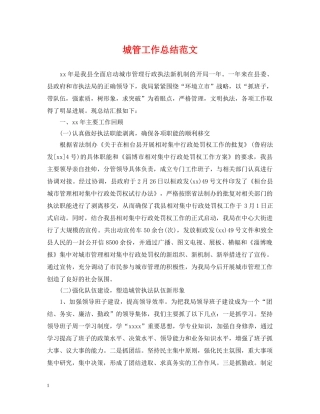 城管工作总结范文 