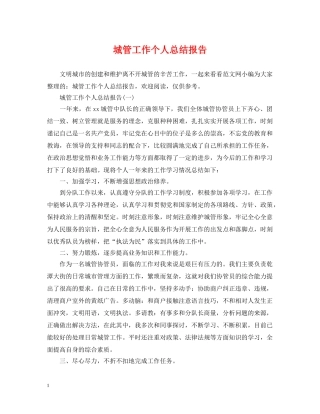 城管工作个人总结报告 