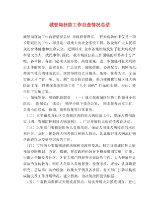 城管局狂防工作自查情况总结 