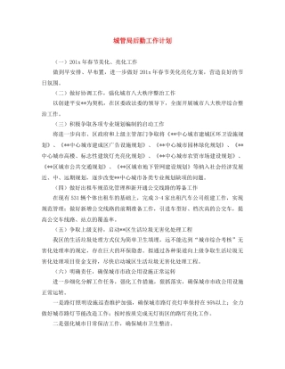 城管局后勤工作计划 