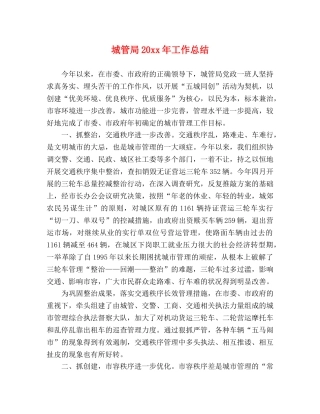 城管局20xx年工作总结 